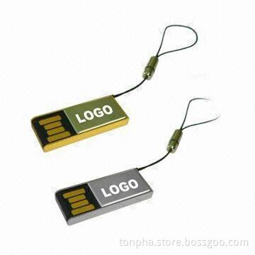 Promotional Super Mini USB 2.0 Flash Drive with 128MB to 32GB Capacity and Engraved/Printing Logo